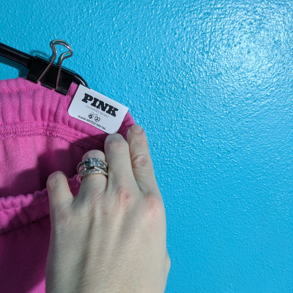Pink Jogger Sweatpants with Side Lettering Streetwear Comfy Y2k‎ - Picture 3 of 9